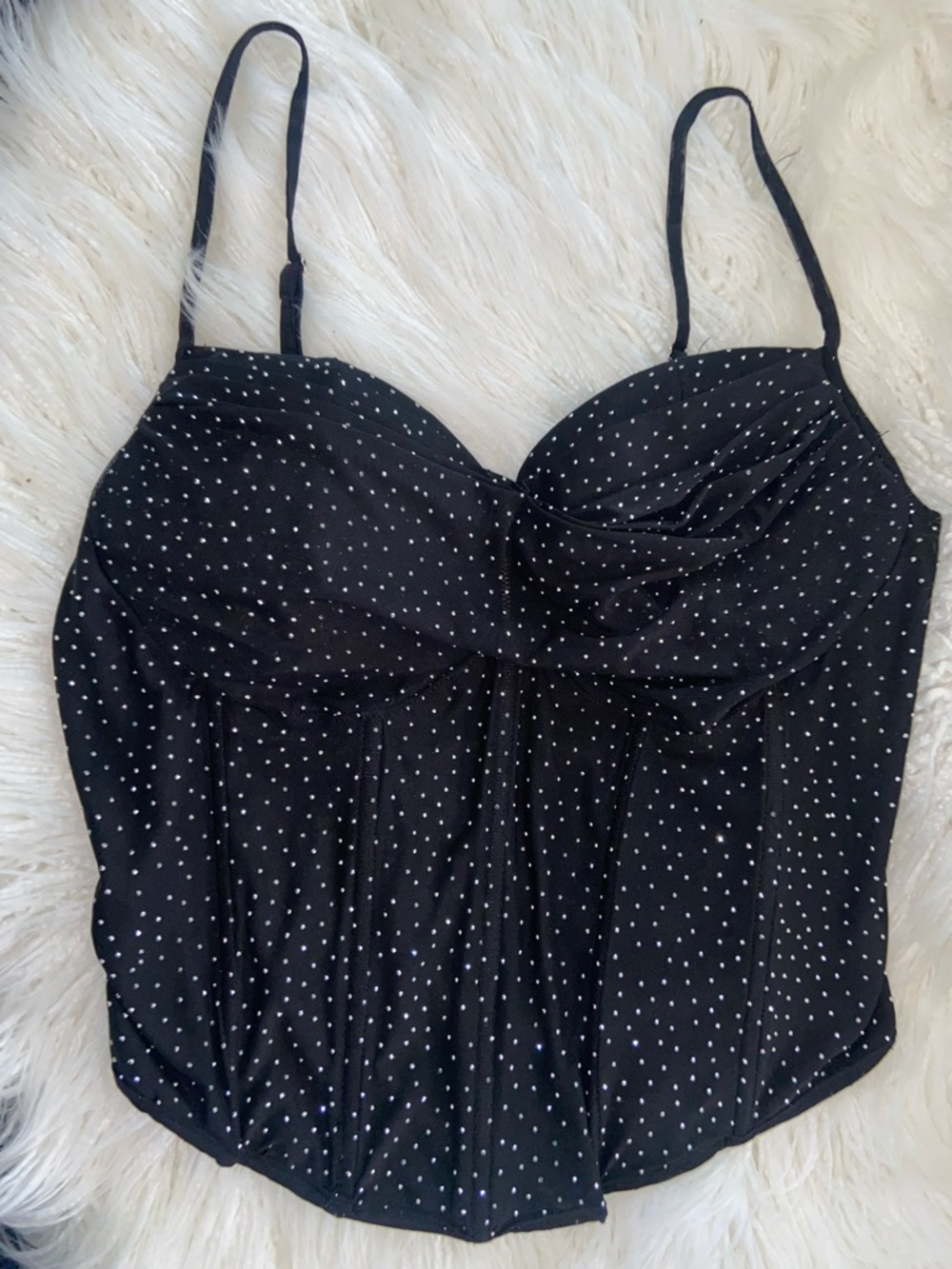 Zenobia Black Polka Dot Crop Top